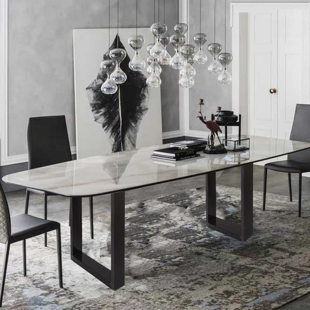 VEVOR - Juego de 2 patas de acero para mesa de comedor (71 cm de alto y 58 cm de ancho), resistentes, de sección cuadrada de 7,9 cm, 71 x 58 x 7,9 cm, estilo industrial rústico, color negro