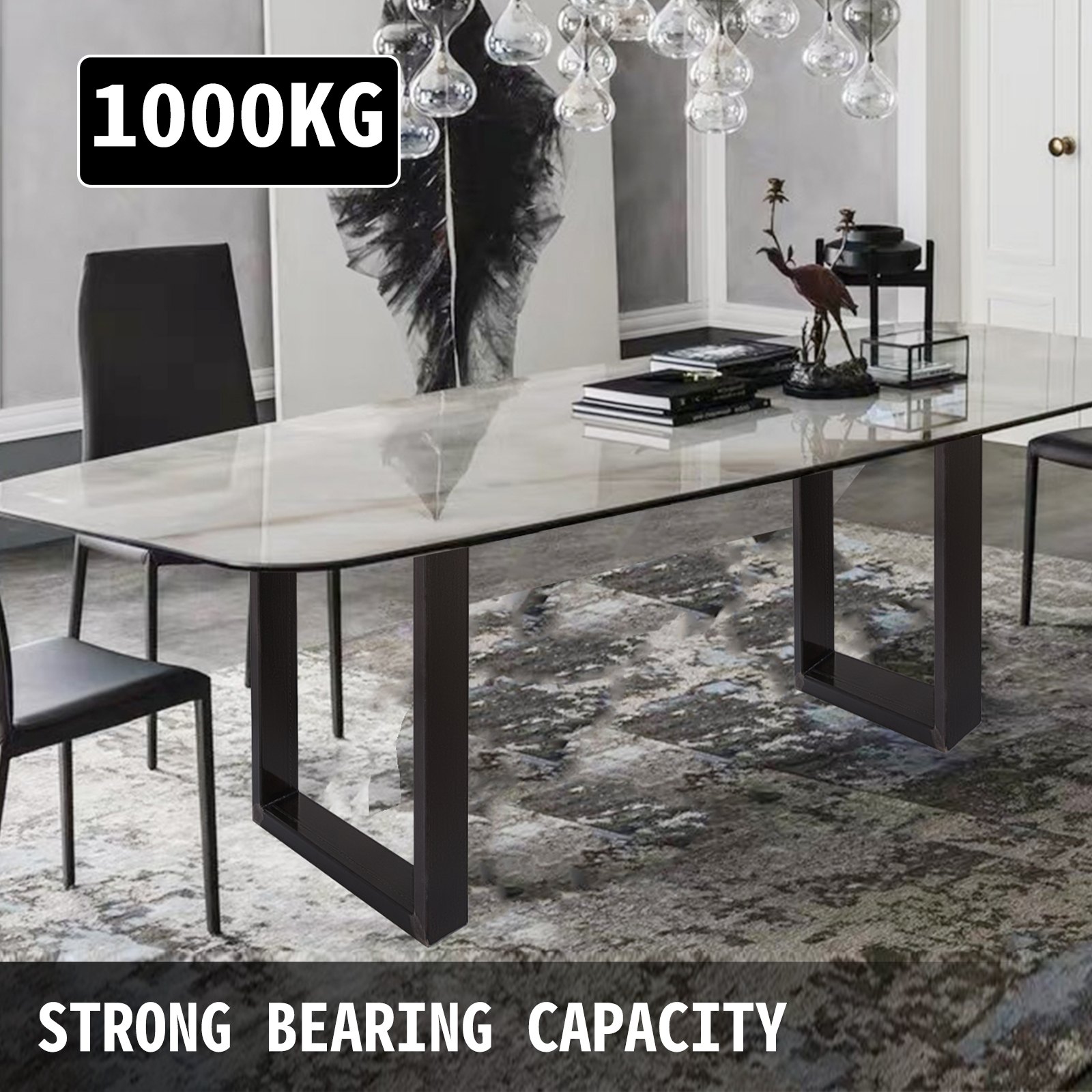 VEVOR - Juego de 2 patas de acero para mesa de comedor (71 cm de alto y 58 cm de ancho), resistentes, de sección cuadrada de 7,9 cm, 71 x 58 x 7,9 cm, estilo industrial rústico, color negro