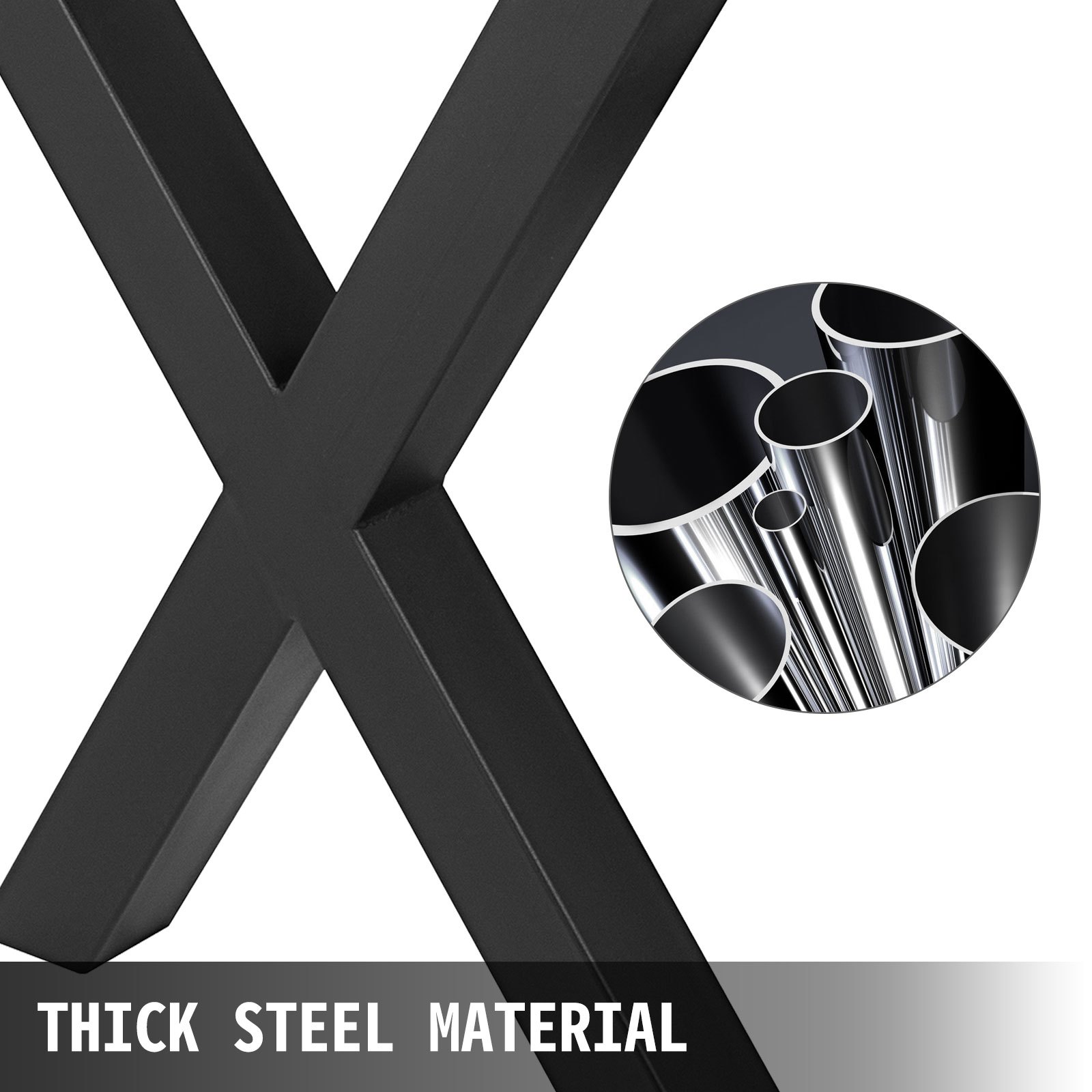 Patas de mesa de acero VEVOR con material de acero grueso, diseño de marco en X negro.