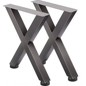 Conjunto de 2 Patas para Mesa Estilo Industrial 71x50 cm, Patas de Mesa de  Comedor de Acero con Marco en X Escritorio, Pies de Mesa Metálicas Negro  para Mesa y Mueble esquí