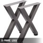 VEVOR - Juego de 2 patas de hierro para mesa de comedor, 71 cm de alto x 61 cm de ancho, resistentes, con sección cuadrada de 7,9 cm y marco en X, 71 x 61 x 7,9 cm, estilo industrial rústico de metal negro.