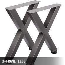 VEVOR Juego de 2 patas muebles de mesa de acero 71 cm de altura y 61 cm de ancho resistentes patas de mesa cuadrada de 7,9 cm de sección X de marco