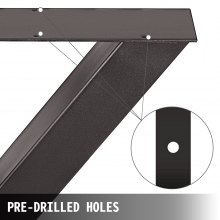 VEVOR Juego de 2 patas muebles de mesa de acero 71 cm de altura y 61 cm de ancho resistentes patas de mesa cuadrada de 7,9 cm de sección X de marco