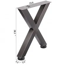 VEVOR Juego de 2 patas muebles de mesa de acero 71 cm de altura y 61 cm de ancho resistentes patas de mesa cuadrada de 7,9 cm de sección X de marco