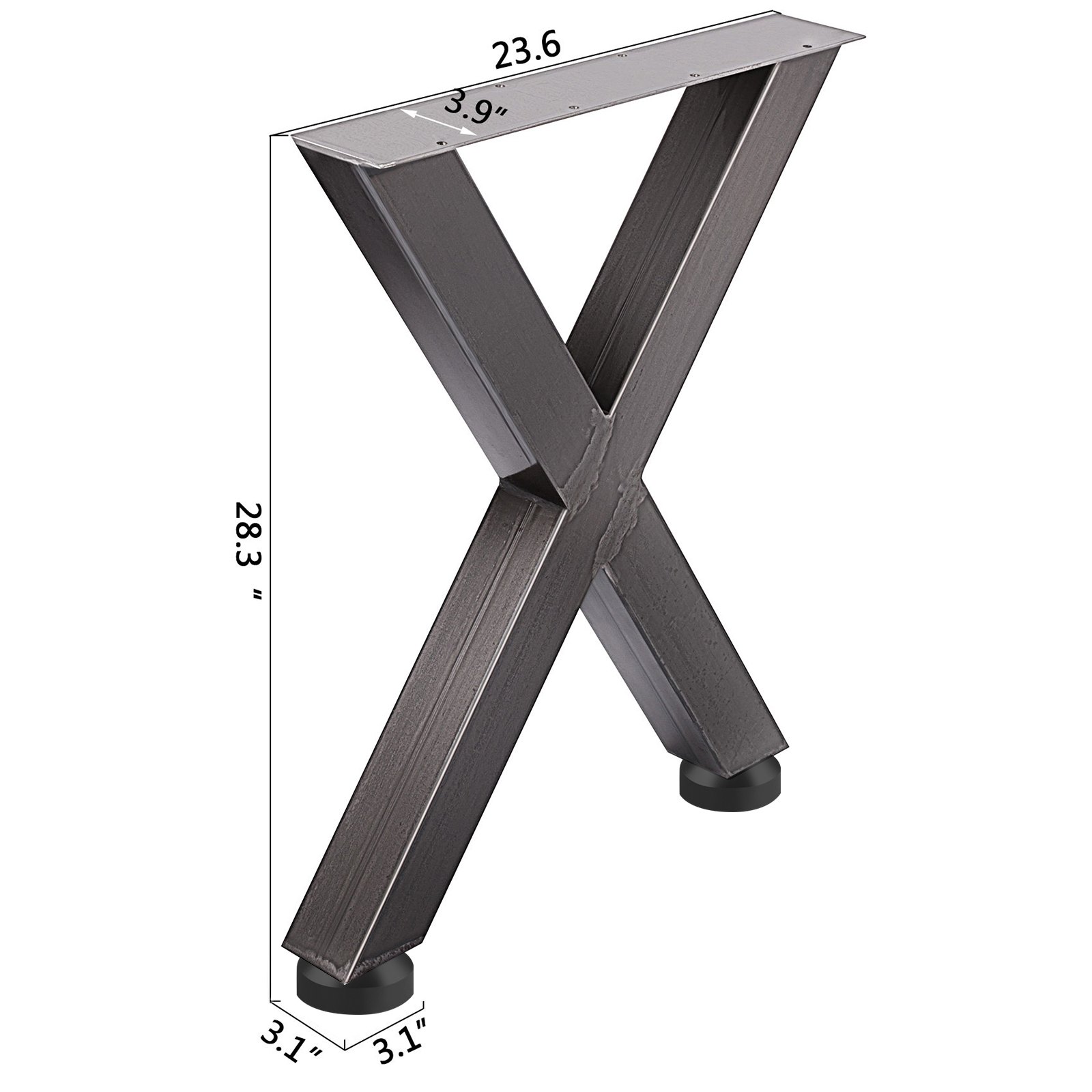 VEVOR - Juego de 2 patas de hierro para mesa de comedor, 71 cm de alto x 61 cm de ancho, resistentes, con sección cuadrada de 7,9 cm y marco en X, 71 x 61 x 7,9 cm, estilo industrial rústico de metal negro.