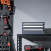 VEVOR Gabinete dispensador de molino de extremo, gabinete organizador de molino de extremo de tres cajones para 1/8" a 1", gabinete organizador dispensador de molino de extremo de acero con etiquetas, 29 compartimentos apilables para almacenamiento de molino de extremo