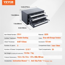 VEVOR Gabinete dispensador de brocas, gabinete organizador de brocas de tres cajones para 1 mm a 13 mm, gabinete organizador dispensador de brocas de acero con etiquetas, dispensador de brocas apilable para almacenamiento de brocas