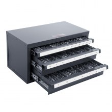 VEVOR Gabinete dispensador de brocas, gabinete organizador de brocas de tres cajones para 1 mm a 13 mm, gabinete organizador dispensador de brocas de acero con etiquetas, dispensador de brocas apilable para almacenamiento de brocas