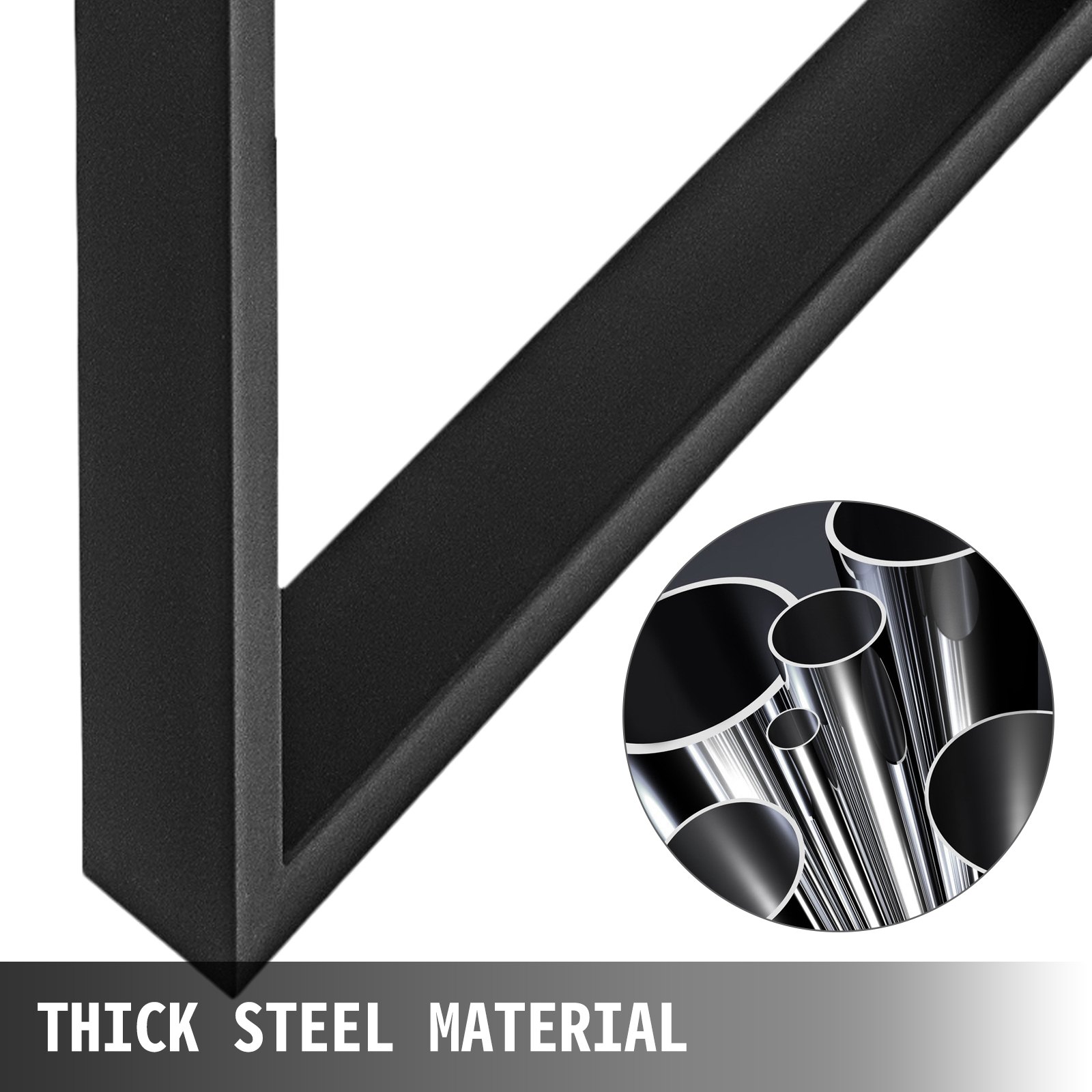 Patas de mesa de acero VEVOR con material de acero negro grueso y tubos de acero redondos.