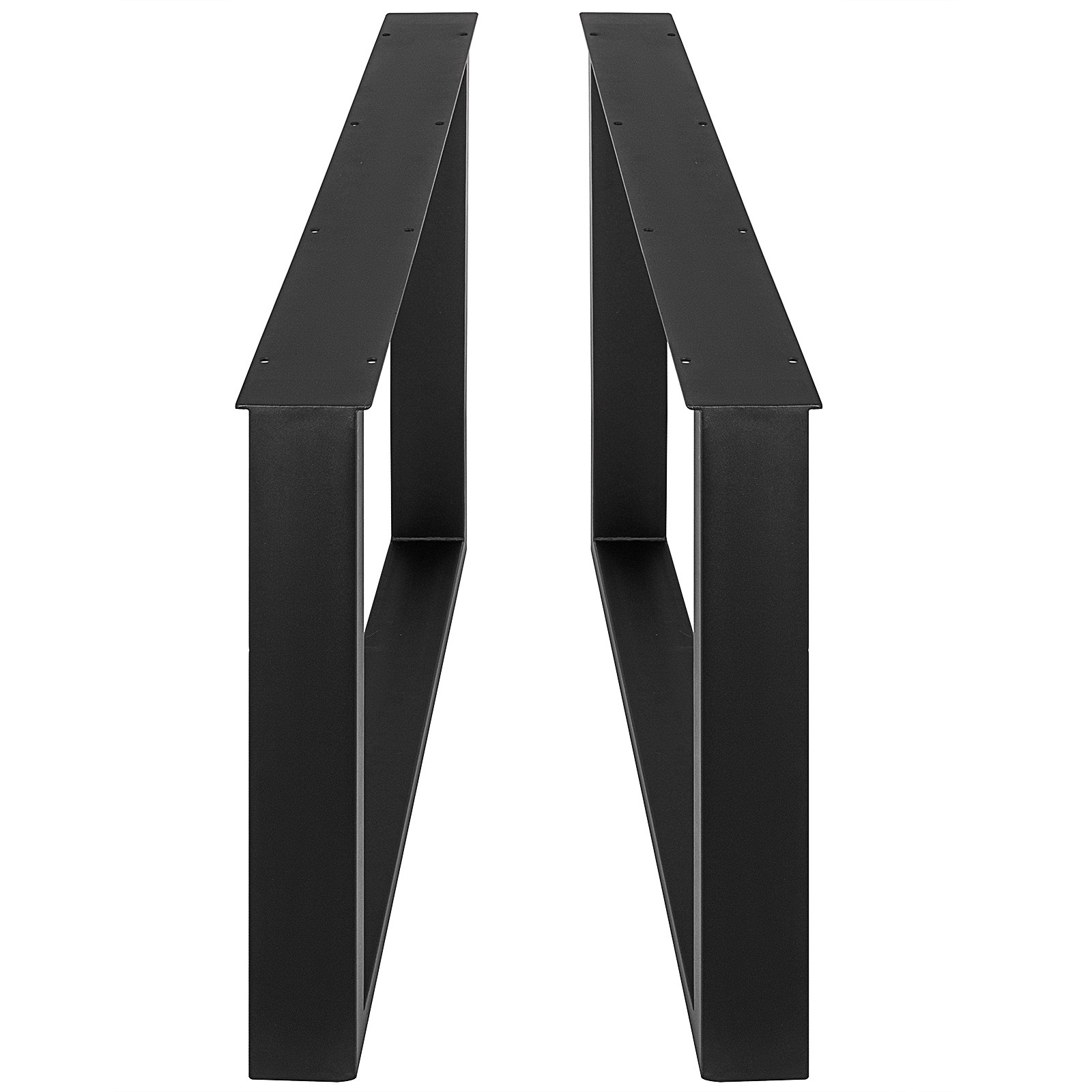 Patas de mesa de acero VEVOR negro con diseño rectangular resistente y orificios para tornillos en la parte superior.