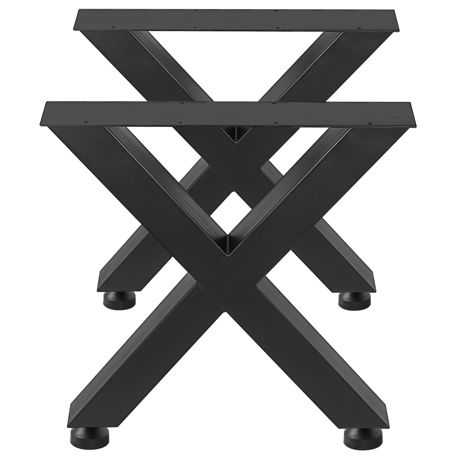 Patas de mesa de acero VEVOR negro con diseño en forma de X para un soporte resistente.