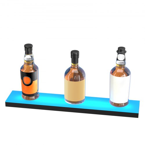 Estante de barra de exhibición de botella de licor con luz LED VEVOR Control de RF y aplicación 24 "1 paso