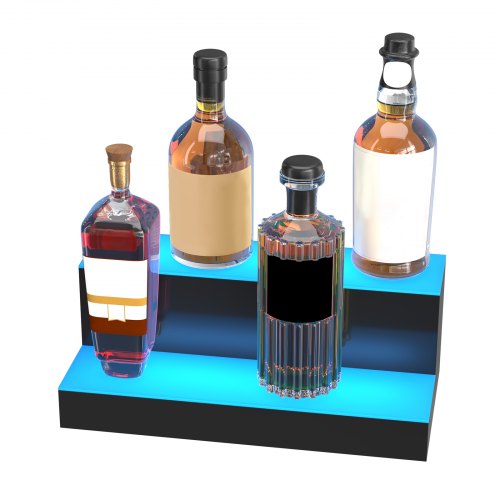Estante de barra de exhibición de botella de licor con luz LED VEVOR Control de RF y aplicación 16 "2 pasos
