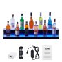 Estante para licores iluminado con LED VEVOR con control remoto, adaptador de corriente, manual de usuario y cable USB.