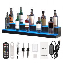 VEVOR - Estante de barra para exhibición de botellas de licor con luz LED, control de RF y aplicación, 40 pulgadas, 2 pasos