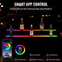 VEVOR - Estante de barra para exhibición de botellas de licor con luz LED, control de RF y aplicación, 40 pulgadas, 2 pasos