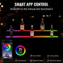 VEVOR - Estante de barra para exhibición de botellas de licor con luz LED, control de RF y aplicación, 40 pulgadas, 2 pasos