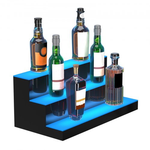 Estante de barra de exhibición de botella de licor con luz LED VEVOR Control de RF y aplicación 24 "3 pasos