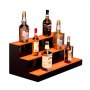 Exhibidor de botellas de licor con iluminación LED VEVOR, estante comercial iluminado de 3 niveles y 24 pulgadas para bar en casa, soporte para whisky de 3 escalones, estantes acrílicos para bebidas con control remoto RF y aplicación, e iluminación multicolor.