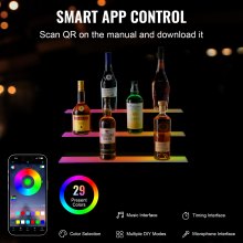 Estante de barra de exhibición de botella de licor con luz LED VEVOR Control de RF y aplicación 24 "3 pasos