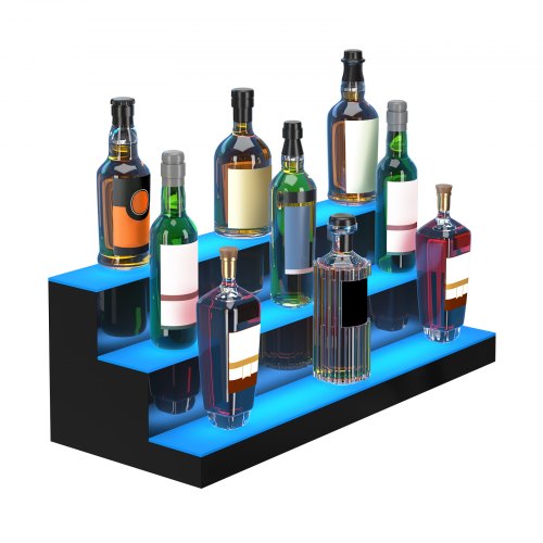 Estante de barra de exhibición de botella de licor con luz LED VEVOR Control de RF y aplicación 30 "3 pasos