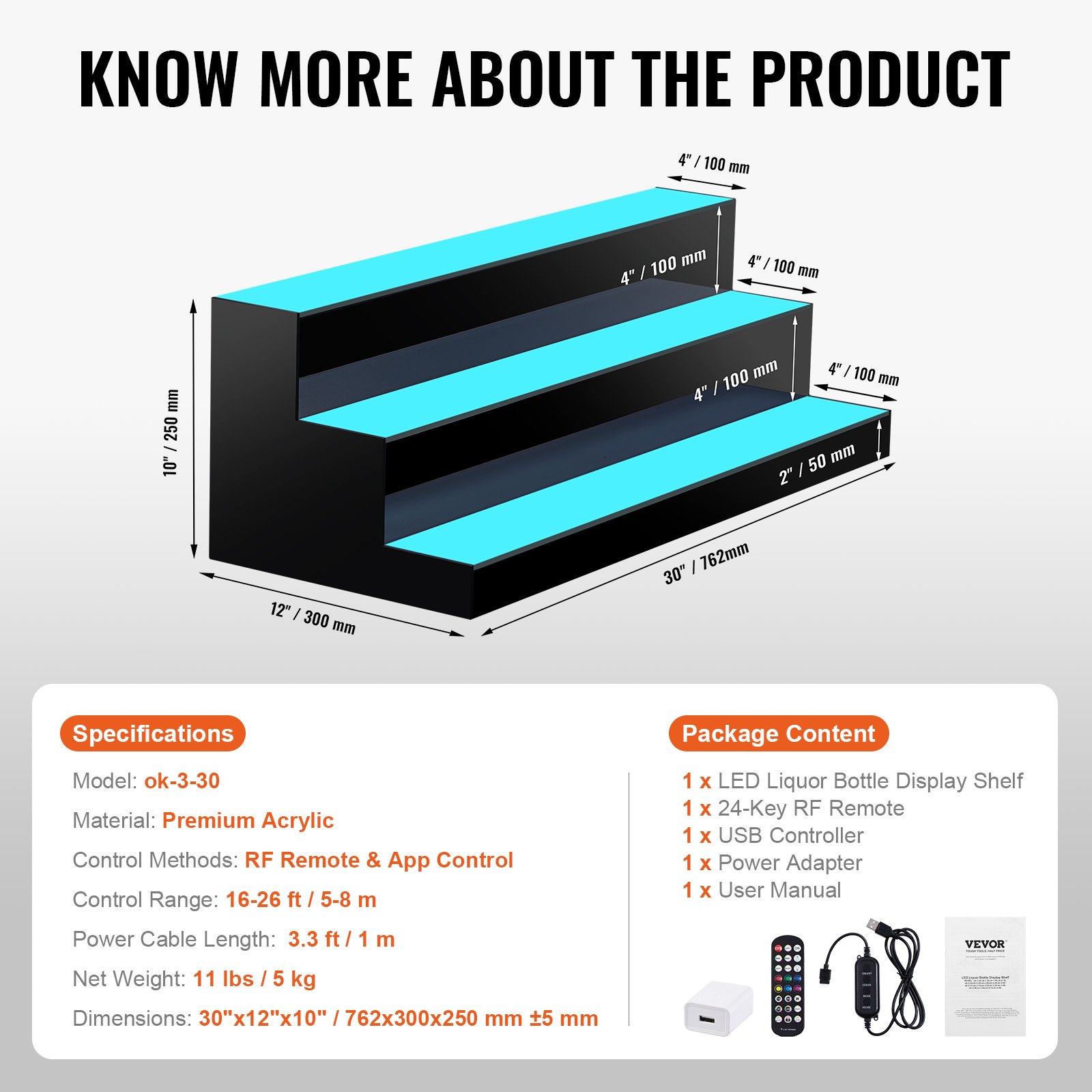 Estante de barra LED VEVOR aplicable en bares, restaurantes, fiestas en la piscina y entornos de KTV.