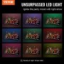 Exhibidor de botellas de licor LED VEVOR con niveles iluminados que muestran varias botellas sobre un fondo oscuro.