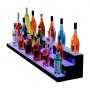 Exhibidor de botellas de licor LED VEVOR de tres niveles que muestra varias botellas de licor con iluminación LED azul.