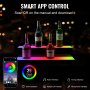 Exhibidor de botellas de licor con iluminación LED VEVOR, estante comercial iluminado de 2 niveles y 24 pulgadas para bar en casa, soporte para whisky de 2 escalones, estantes acrílicos para bebidas con control remoto RF y aplicación, e iluminación multicolor.