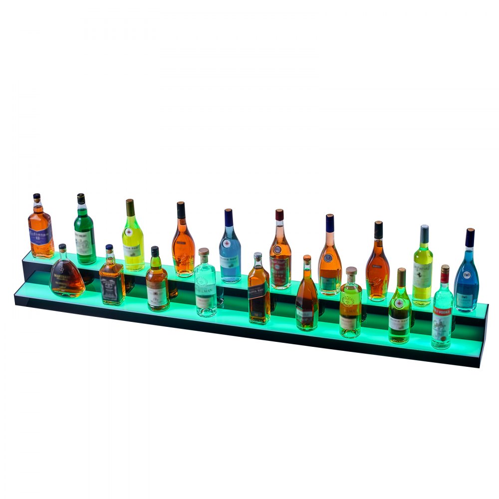 Estante de exhibición de botellas de licor con luz LED VEVOR, control por RF y aplicación, 72", 2 pasos