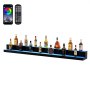 Exhibidor de botellas de licor con iluminación LED VEVOR, estante comercial iluminado de 2 niveles y 72 pulgadas para bar en casa, soporte para whisky de 2 escalones, estantes acrílicos para bebidas con control remoto RF y aplicación, e iluminación multicolor.