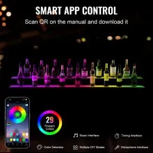 Estante de exhibición de botellas de licor con luz LED VEVOR, control por RF y aplicación, 72", 2 pasos