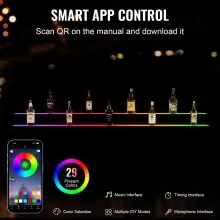 Estante de exhibición de botellas de licor con luz LED VEVOR, control por RF y aplicación, 72", 2 pasos
