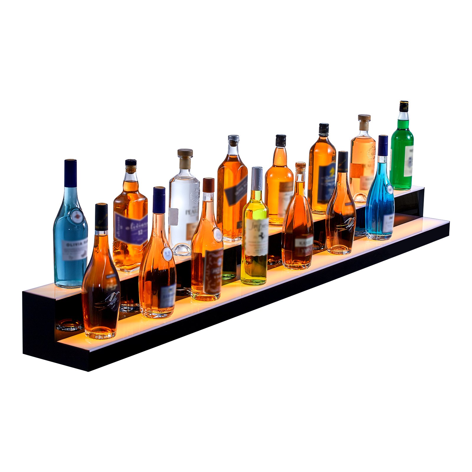 Estante de exhibición de botellas de licor con luz LED VEVOR, control por RF y aplicación, 72", 2 pasos