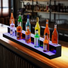 Estante de exhibición de botellas de licor con iluminación LED VEVOR, control por RF y aplicación, 48", 2 pasos