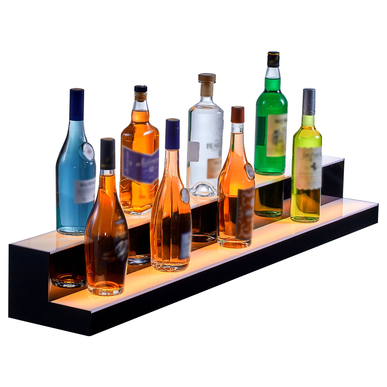 Estante de exhibición de botellas de licor con iluminación LED VEVOR, control por RF y aplicación, 48", 2 pasos