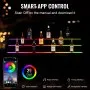 Exhibidor de botellas de licor con iluminación LED VEVOR, estante comercial iluminado de 3 niveles y 48 pulgadas para bar en casa, soporte para whisky de 3 escalones, estantes acrílicos para bebidas con control remoto RF y aplicación, e iluminación multicolor.