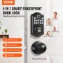 VEVOR Cerradura de puerta con huella digital, cerradura de puerta de entrada sin llave con huella digital/código de teclado/llave, bloqueo automático, contraseña anti-miradas, clasificación IP 63 para puerta principal, cerrojo de teclado electrónico con 300 usuarios