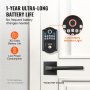 VEVOR Cerradura de puerta con huella digital, cerradura de puerta de entrada sin llave con huella digital/código de teclado/llave, bloqueo automático, contraseña anti-miradas, clasificación IP 63 para puerta principal, cerrojo de teclado electrónico con 300 usuarios
