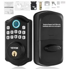 VEVOR Cerradura de puerta con huella digital, cerradura de puerta de entrada sin llave con huella digital/código de teclado/llave, bloqueo automático, contraseña anti-miradas, clasificación IP 63 para puerta principal, cerrojo de teclado electrónico con 300 usuarios