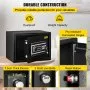 Caja de seguridad VEVOR de 0.8 pies cúbicos con huella dactilar para dinero, 2 llaves y teclado digital, caja de seguridad de acero Q235 para guardar efectivo, joyas, pistolas, documentos y relojes en casa, oficina y hotel.