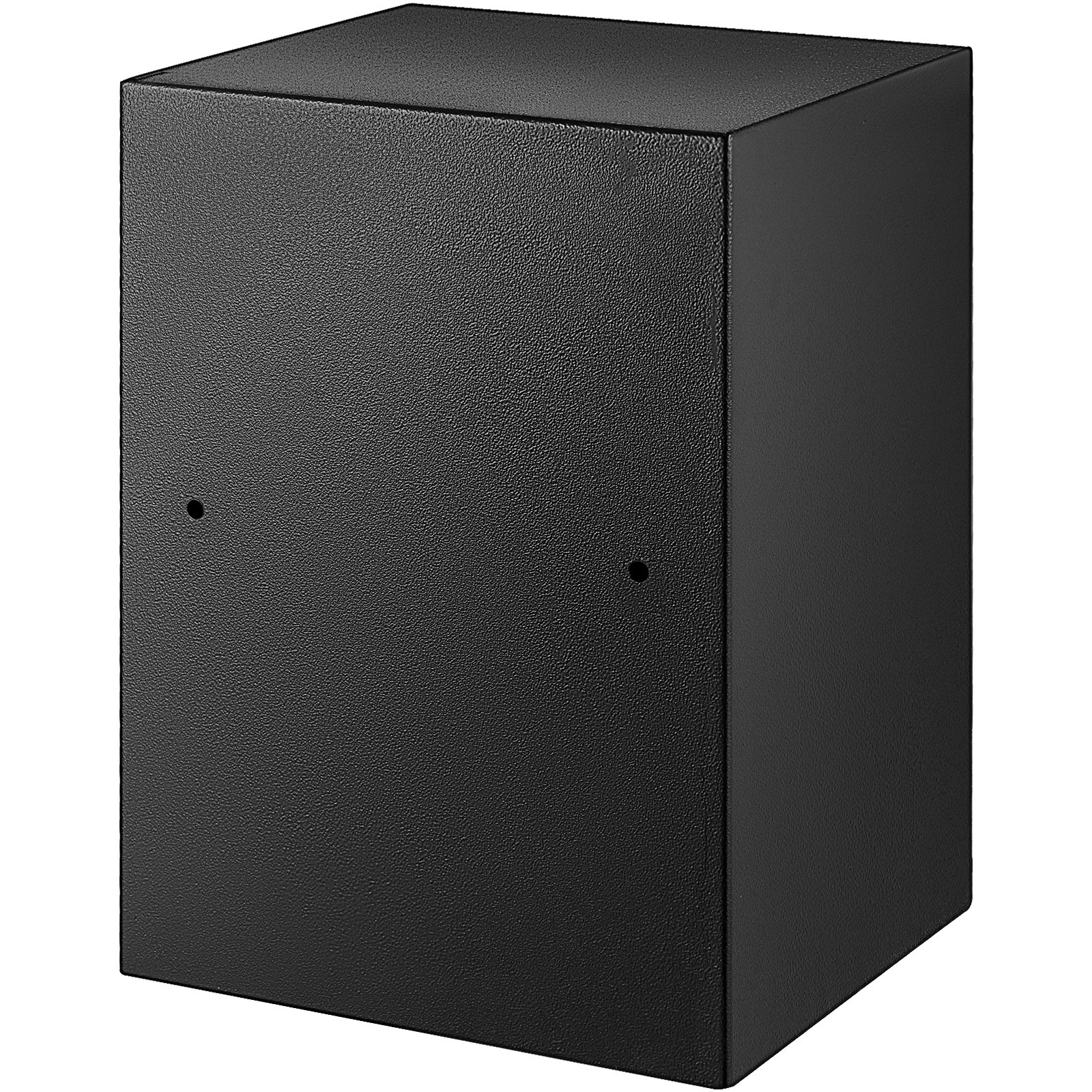 Caja de seguridad con huella dactilar VEVOR negra con superficie texturizada y diseño minimalista.