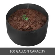 VEVOR - Bolsa de cultivo de plantas de 100 galones, 12 unidades, macetas de tela de aireación con asas, bolsa de cultivo negra, contenedor de plantas para plantación de jardín, lavable y reutilizable, color negro