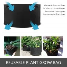 VEVOR - Bolsa de cultivo de plantas de 100 galones, 12 unidades, macetas de tela de aireación con asas, bolsa de cultivo negra, contenedor de plantas para plantación de jardín, lavable y reutilizable, color negro