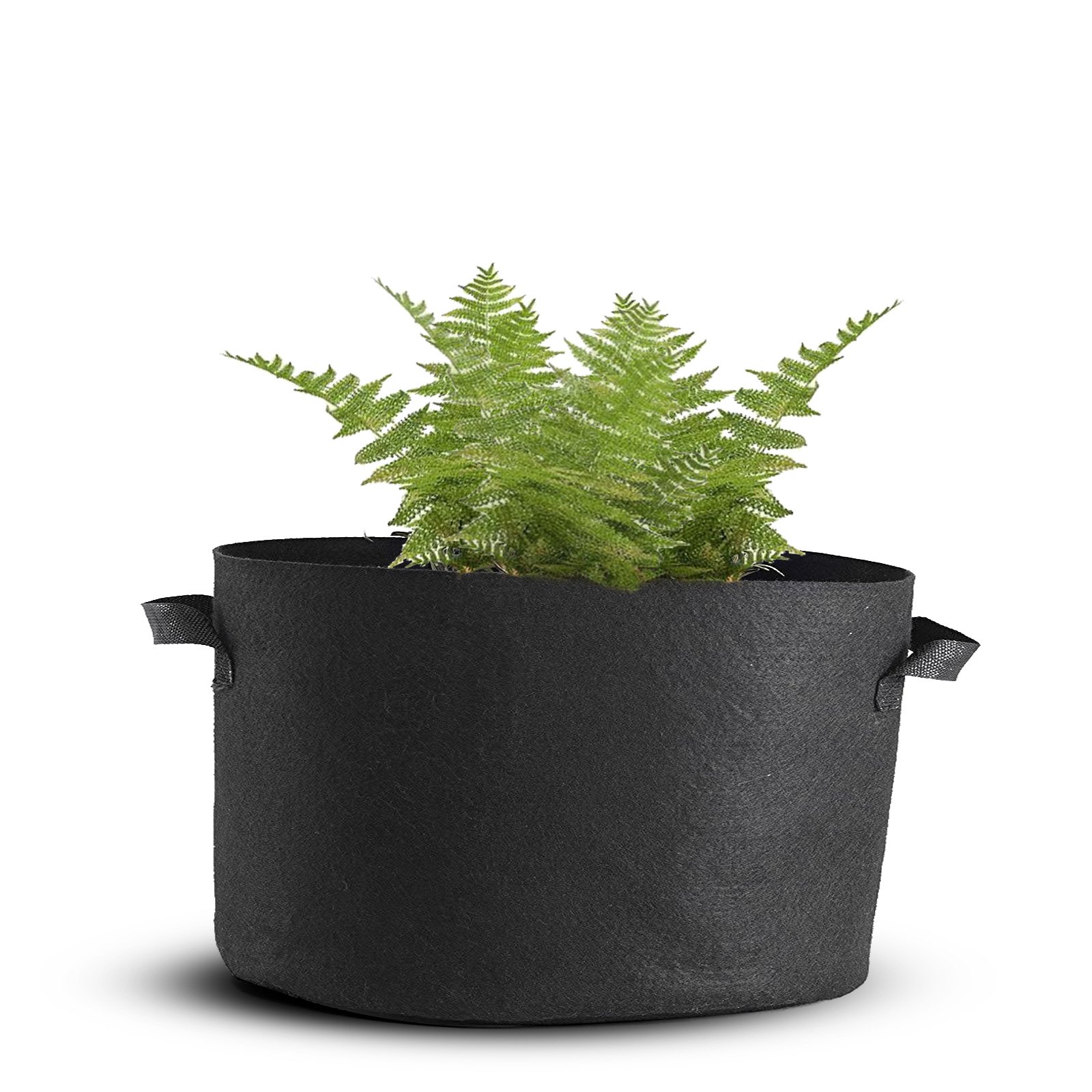 Bolsas de cultivo VEVOR, paquete de 6, 100 galones, macetas de tela con asas, color negro, lavables y reutilizables, para jardín.