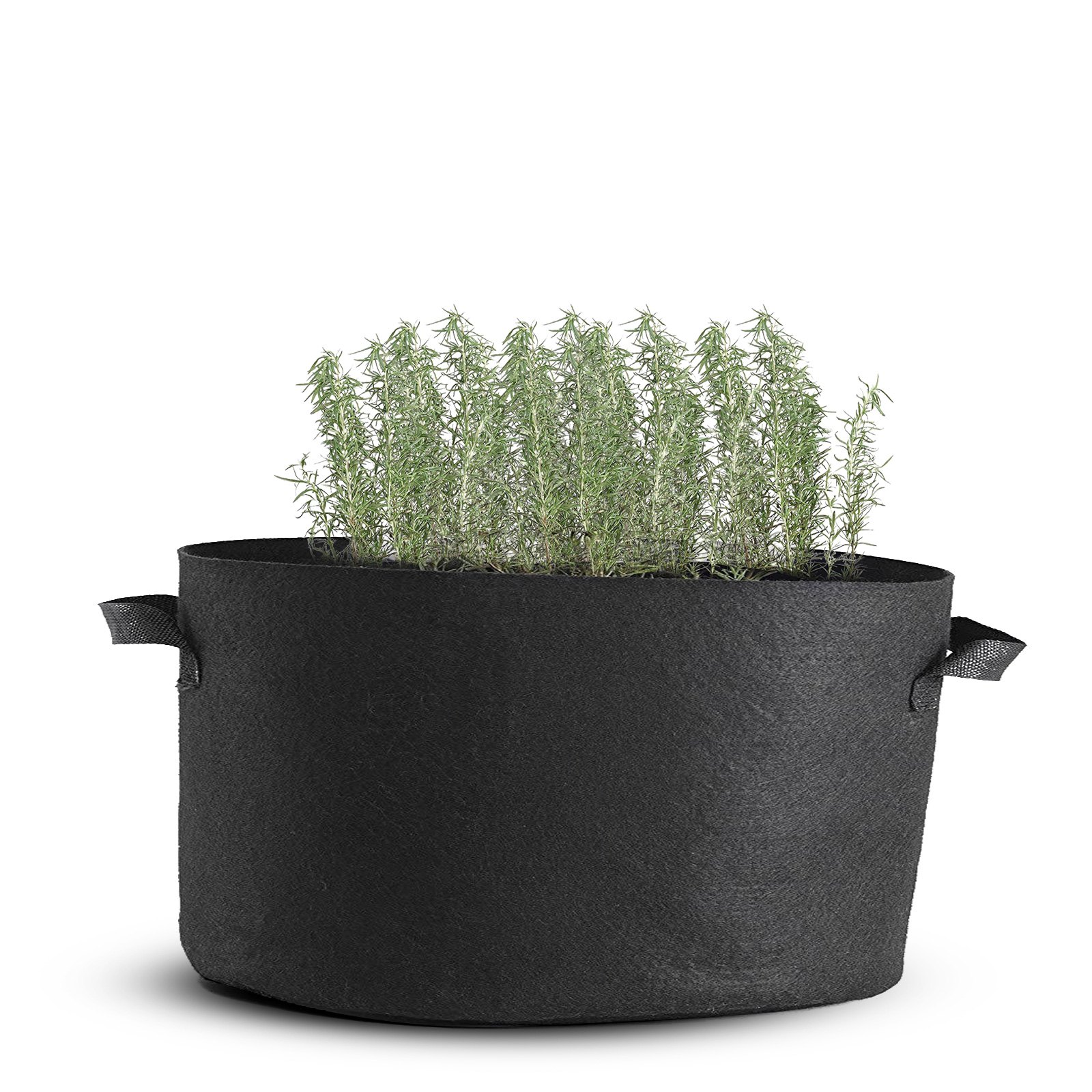 Bolsas de cultivo VEVOR, paquete de 5, 200 galones, macetas de tela con asas, lavables y reutilizables, color negro