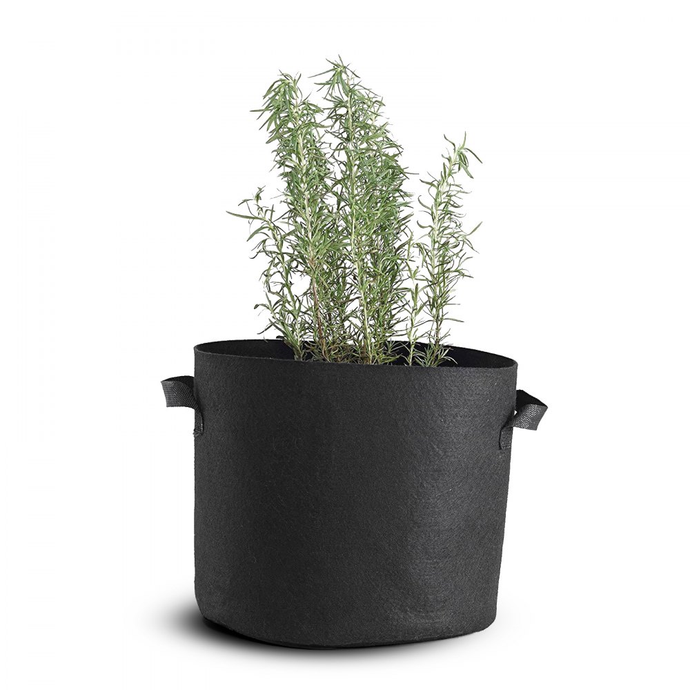 Bolsas de cultivo VEVOR, paquete de 12, de 45 galones, con asas, lavables y reutilizables, color negro. Macetas de tela con ventilación para jardín.