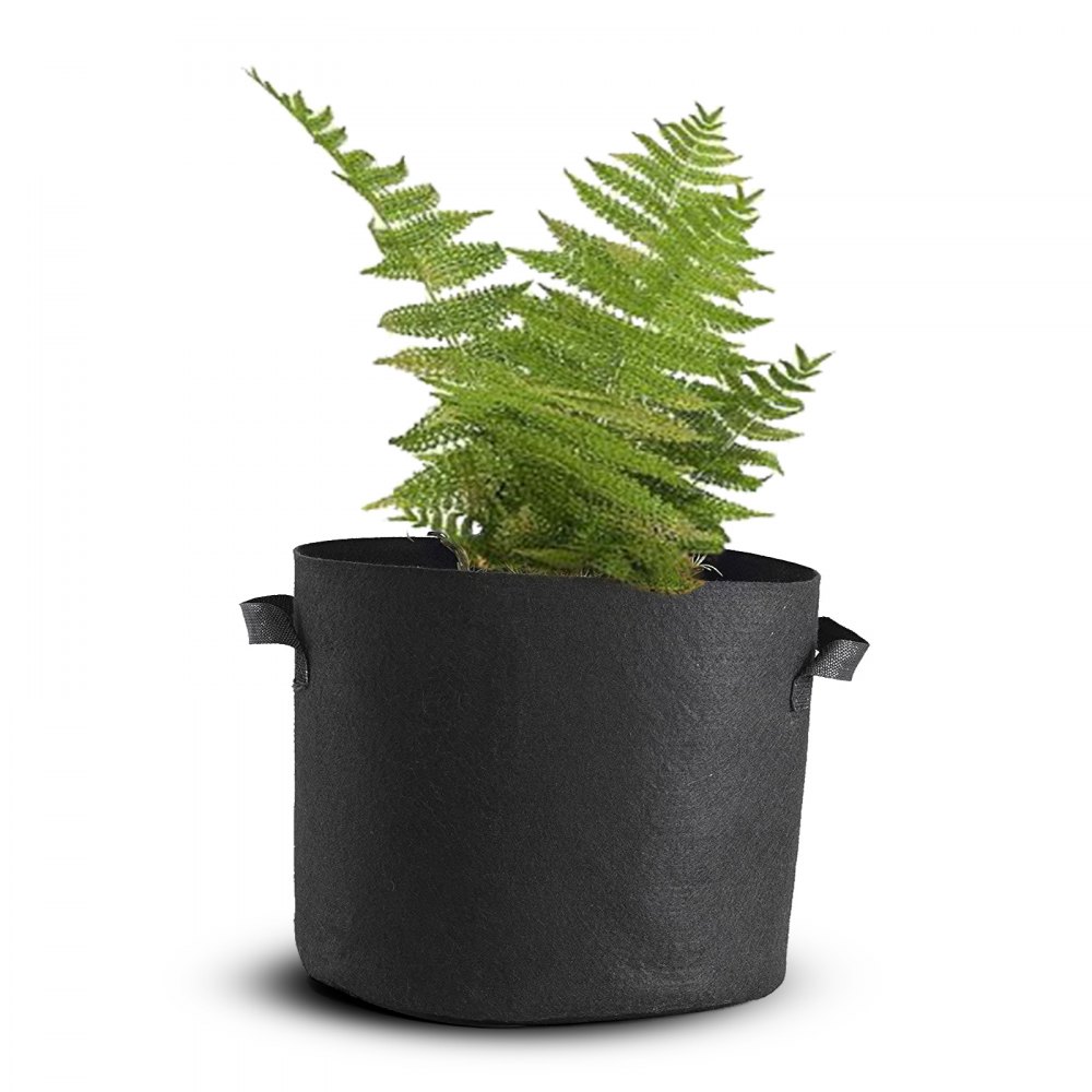 Bolsas de cultivo VEVOR, paquete de 12, de 45 galones, con asas, lavables y reutilizables, color negro. Macetas de tela con ventilación para jardín.