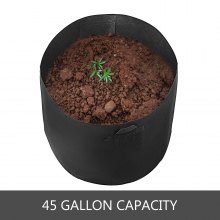 VEVOR - Bolsa de cultivo de plantas de 45 galones, 12 unidades, macetas de tela de aireación con asas, bolsa de cultivo negra, contenedor de plantas para plantación de jardín, lavable y reutilizable
