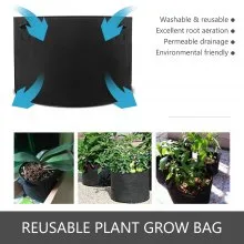 VEVOR Bolsa de cultivo de plantas de contenedor de 65 galones, paquete de 12, negro